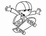 Boy Skateboard Coloring Colouring Template sketch template