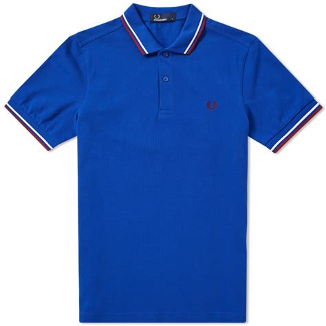Fred Perry Slim Fit Twin Tipped Polo Regal White And Maroon