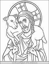 Shepherd Jesus Coloring Good Pages Icon Thecatholickid Color sketch template