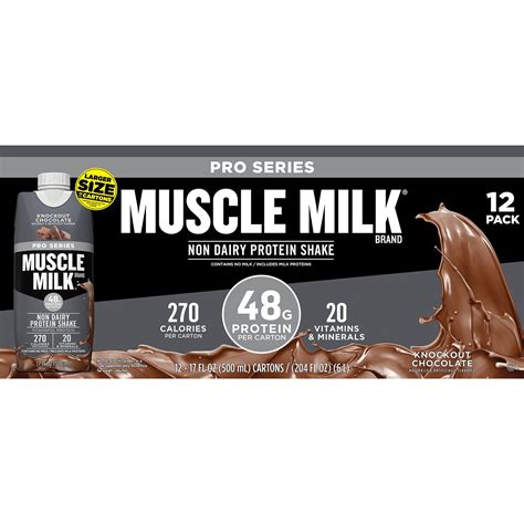 muscle milk  dairy protein shake knockout chocolate  fl oz  pk walmartcom