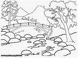 Drawing Nature Scenery Outline Landscape Kids Blank Coloring Pages Drawings Color Beautiful Easy Watercolor Printable Step Scenes Children Landscapes Beginners sketch template