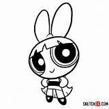 Powerpuff Girls Blossom Draw Step Drawing Easy Cartoon Characters Sketchok sketch template