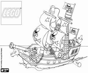 lego pirate ship coloring  printable page lego pirate ship