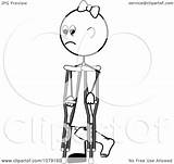 Crutches Illustration Stick Using Girl Clipart Royalty Vector Pams Regarding Notes sketch template