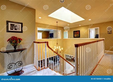 luxury house interior upstairs hallway  staircase stock photo image