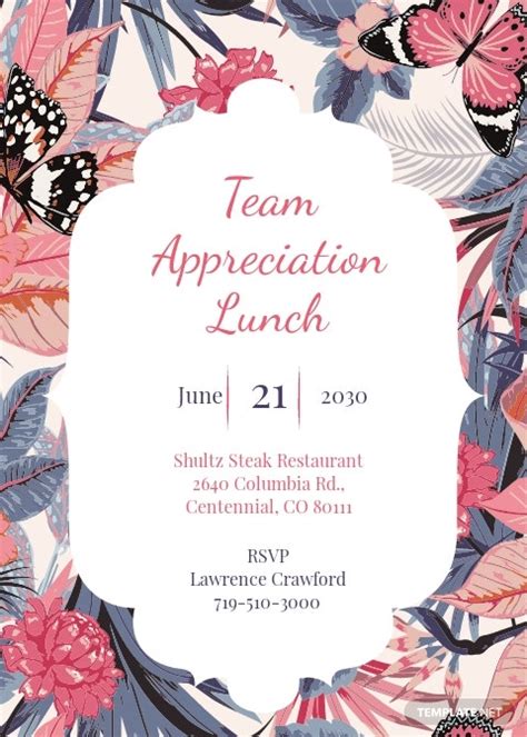 team appreciation lunch invitation template   word  psd apple mac pages