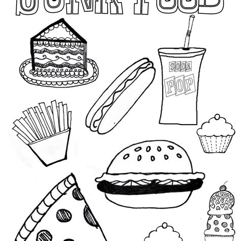 junk food coloring printable pages