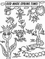 Spring Coloring Pages God Made Time Springtime Sunday Kids School Printable Summer Church Animals Lesson Sheets Color Themed Print Clipart sketch template