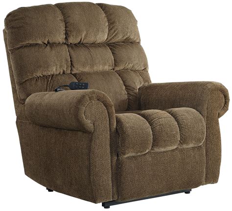 signature design  ashley ernestine power lift recliner  rolled arms  city furniture