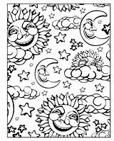 Coloring Moon Pages Stars Sun Adult Mandala Printable Getcolorings Star Adults Colouring Fun Sheets Print Drawing Earth Book Color Space sketch template