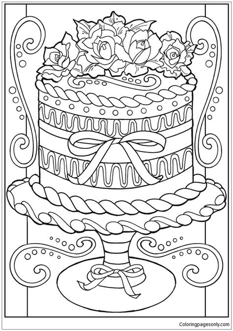 wedding cake coloring page  printable coloring pages