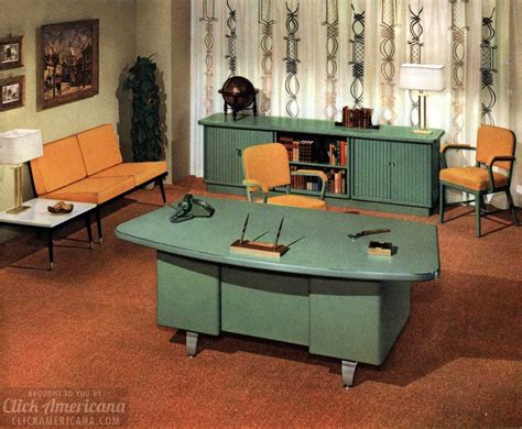 offices    vintage office furniture  sleek mid century modern desks