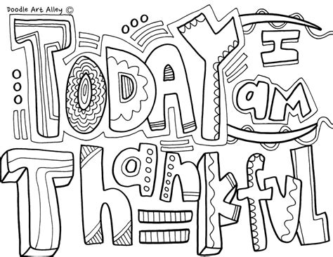 coloring thankful quotes doodle art alley