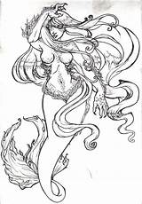 Mermaid Tattoo Drawing Drawings Realistic Evil Hair Coloring Mermaids Pages Draw Adult Sheets Deviantart Tattoos Getdrawings Traditional 2009 Sketches Login sketch template