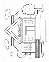 Coloring School Pages Back Kids Worksheets Printable Kindergarten Sheets Easy Itsybitsyfun Preschool Visit Books Activities Drawing Building Later Fun House sketch template