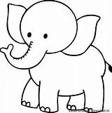 Elephant Coloring Pages Animal Baby Cartoon Colouring Sheets Jungle Easy sketch template