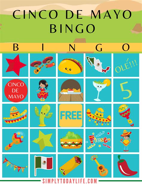 cinco de mayo bingo game  printable simply today life