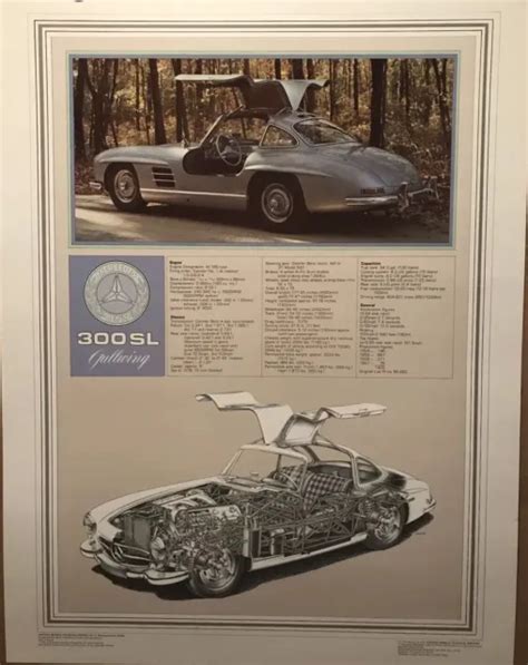 mercedes benz  sl cutaway car poster extremely rare stunning