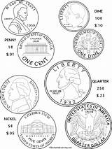 Coins Coloring Money Pages Coin Print Sheets Printable American Learning Clipart Printout Kids Enchanted Teaching Color Activities Drawing States Sheet sketch template
