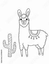 Llama Pages Cute Coloring Template sketch template