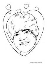 Coloring Justin Bieber Pages Print Valentine Lovely Valentines sketch template