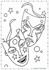 Carnaval Colorir Mascaras Atividades sketch template