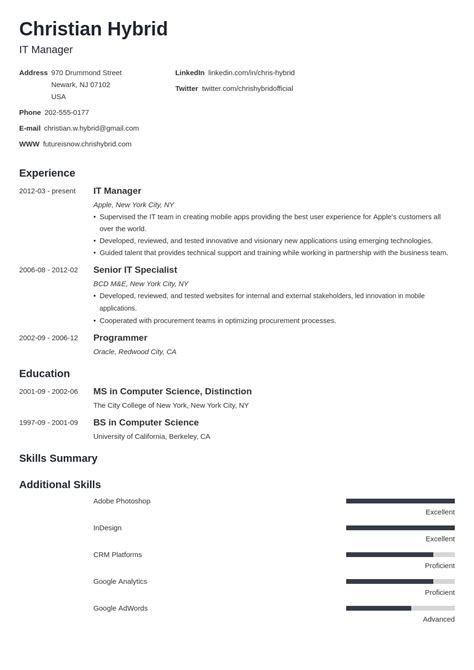 fresh combination resume samples