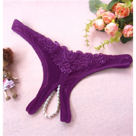 sexy purple crotchless applique pearl panty pt17277