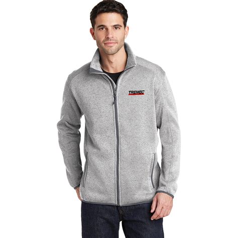 mens full zip fleece jacket heather gray tremec
