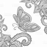 Coloring Henna Pages Mehndi Adults Abstract Floral Elements Doodles Printable Butterfly Mandala Vector Illustration Paisley Getcolorings Getdrawings Stock Book sketch template