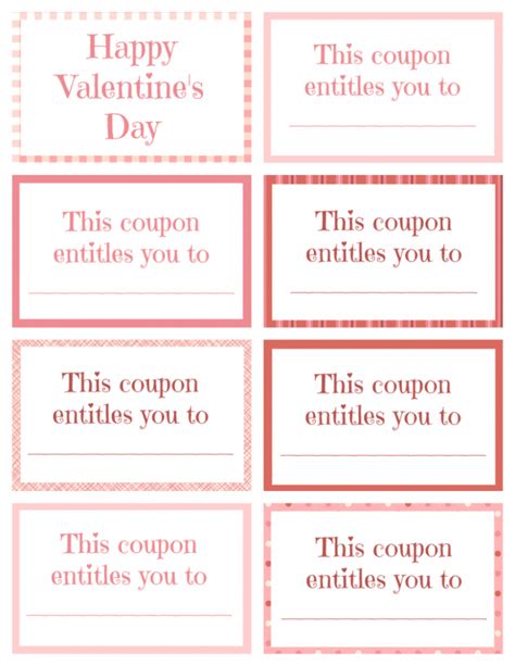 printable valentine coupon book  kids coupon template  blank