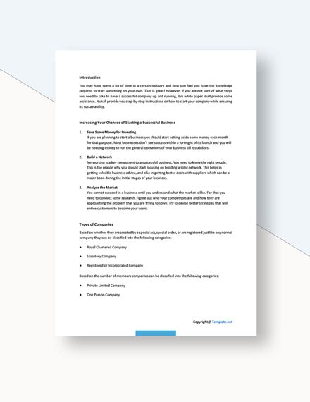 simple company white paper template word templatenet