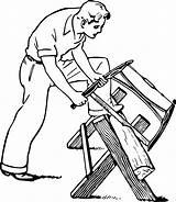 Sawing Wood Clipart Man Vector 1995 sketch template