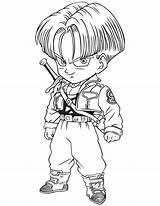 Coloring Dragon Ball Trunks Pages Kid Chibi Printable Dbz Kids Super Gt Animation Buu Sheets Print Cute Colouring Color Drawings sketch template