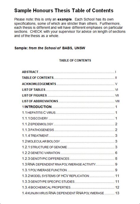 table  contents template    documents   word
