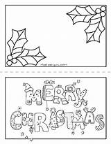 Christmas Card Coloring Printable Merry Kids Desktop Right Background Set Click Save sketch template