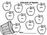 Apples Color Words Bushel sketch template