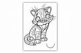 Coloring Big Cute Eyed Kitten Cat Pages Cats sketch template