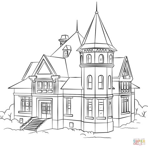 victorian house coloring page  printable coloring pages