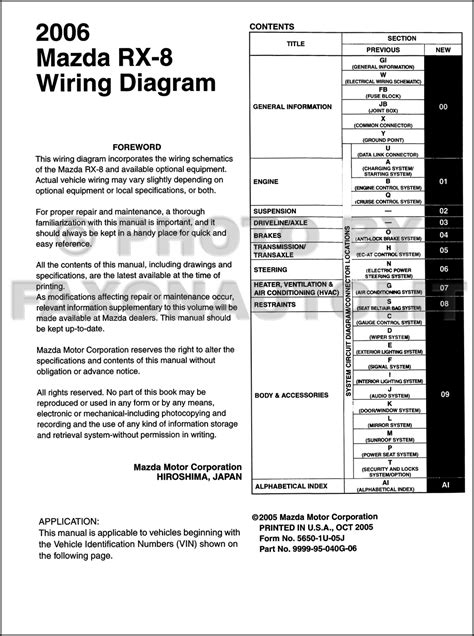mazda rx  wiring diagram manual original rx
