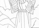 Coloring4free Moses Coloring Pages Commandments Ten sketch template