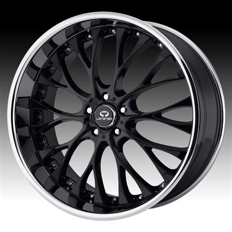 lorenzo wl wl gloss black  chrome lip custom rims wheels