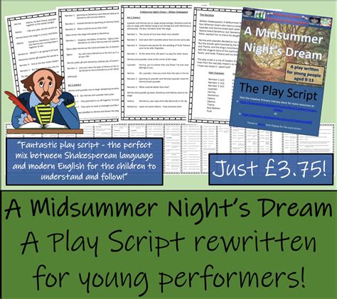 ks2 ks3 drama a midsummer night s dream play script teaching
