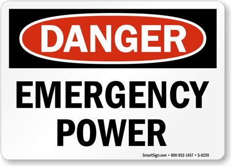 emergency power osha danger sign ships   hrs sku