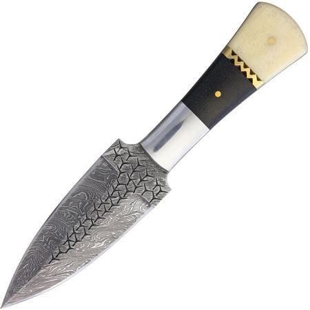 bucknbear  double edge damascus steel dagger blade knife  brown wood  white smooth