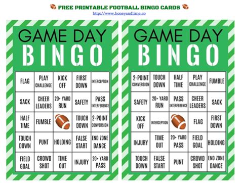 printable football bingo cards  game day honeyandlimeco