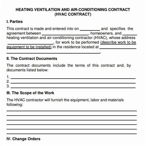 hvac service contract template   service agreement