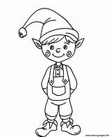 Elf Coloring Christmas Cute Pages Printable Print Color sketch template