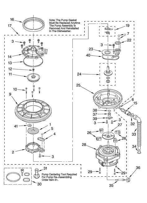 pump  motor diagram parts list  model kudcchbl kitchenaid parts dishwasher parts