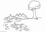 Pond Coloring Pages Tree Printable Adults Kids sketch template